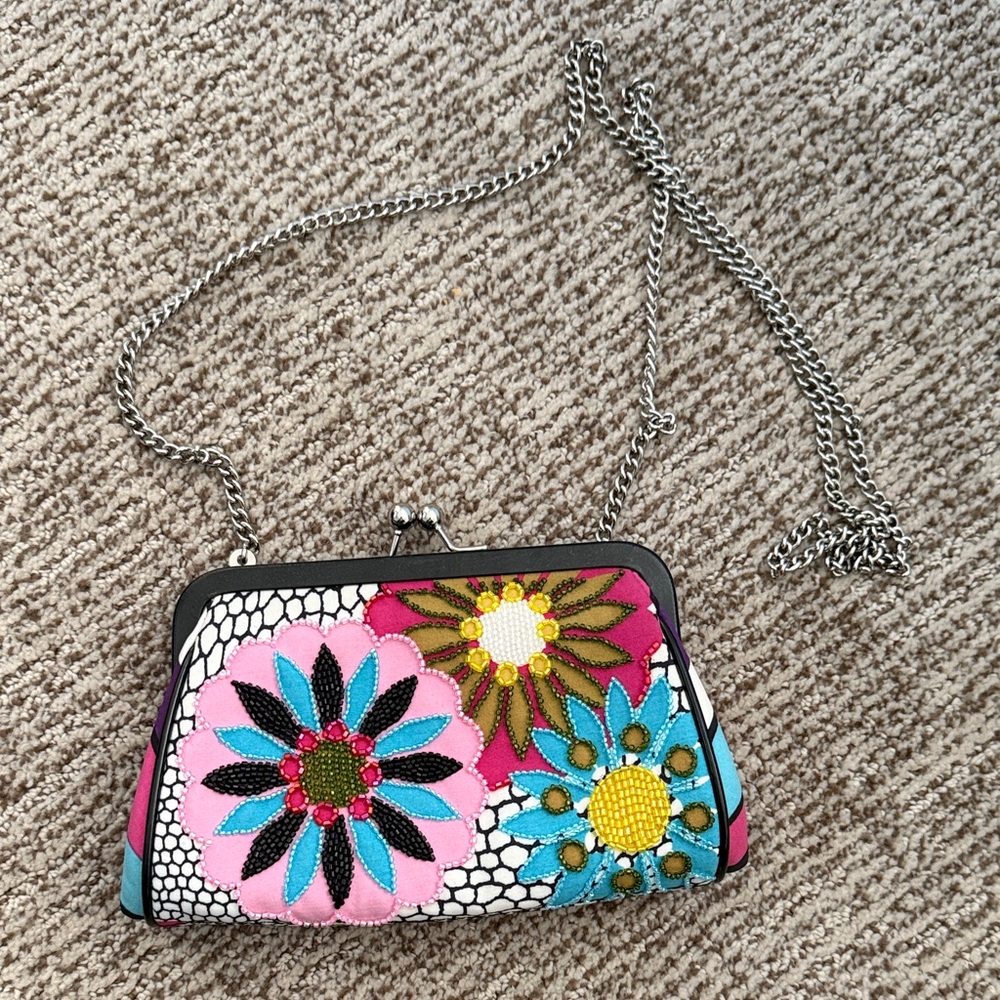 Isabella Fiore Floral Beaded Wristlet Clutch - Pink, Blue, Yellow